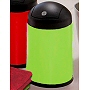 waster paper basket with colorful metal exterior and swing lid