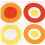 Rings of tomato red,medium rust/orangeand muted yellow