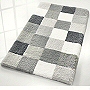 checker patterned bath mats with dense soft pile in flannel grey, toffee, blue, purple, ruby red and black and grey