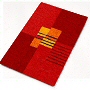 contemporary geometric design bathroom rug in marine blue, garnet red or brandy orange